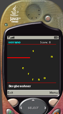 Spanish-German Mobile Snake Word Game